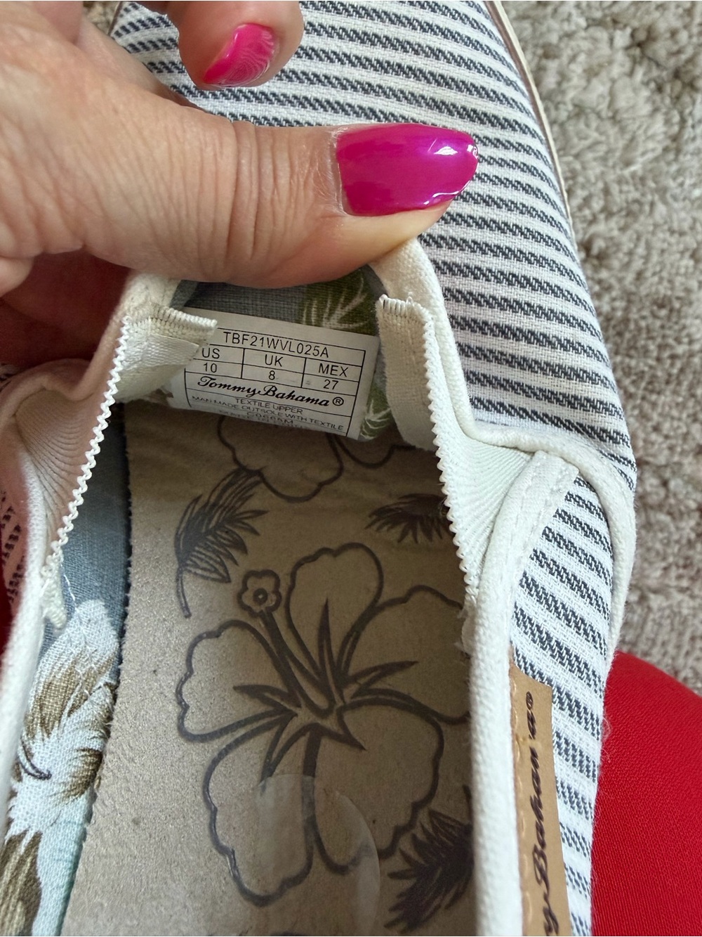 Tommy Bahama Striped Slip-On Sneakers in White and Navy - Picture 3 of 9
